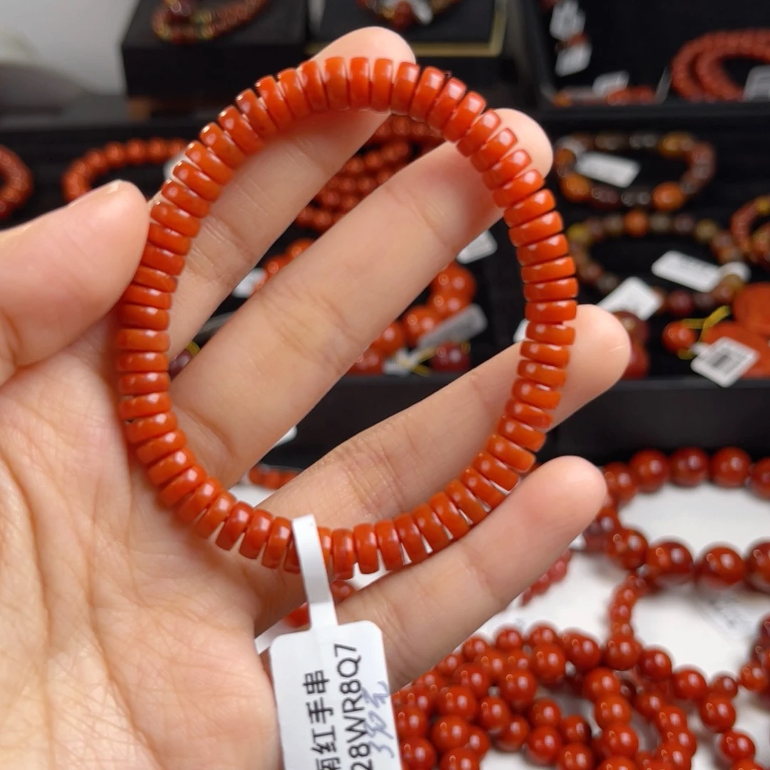 未镶嵌瓦西柿子红药片7m南红玛瑙