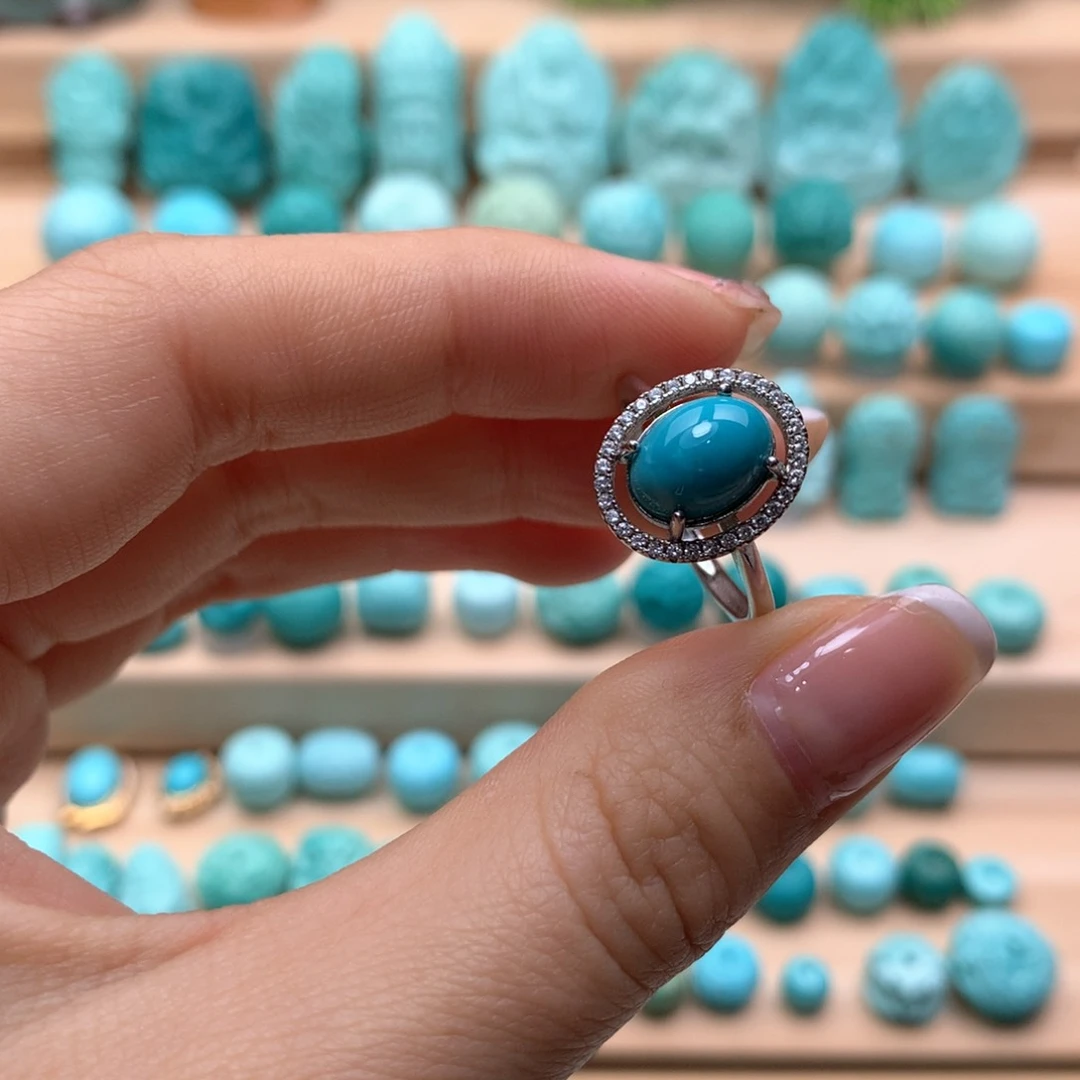 绿松石珠宝奇石银S925镶嵌