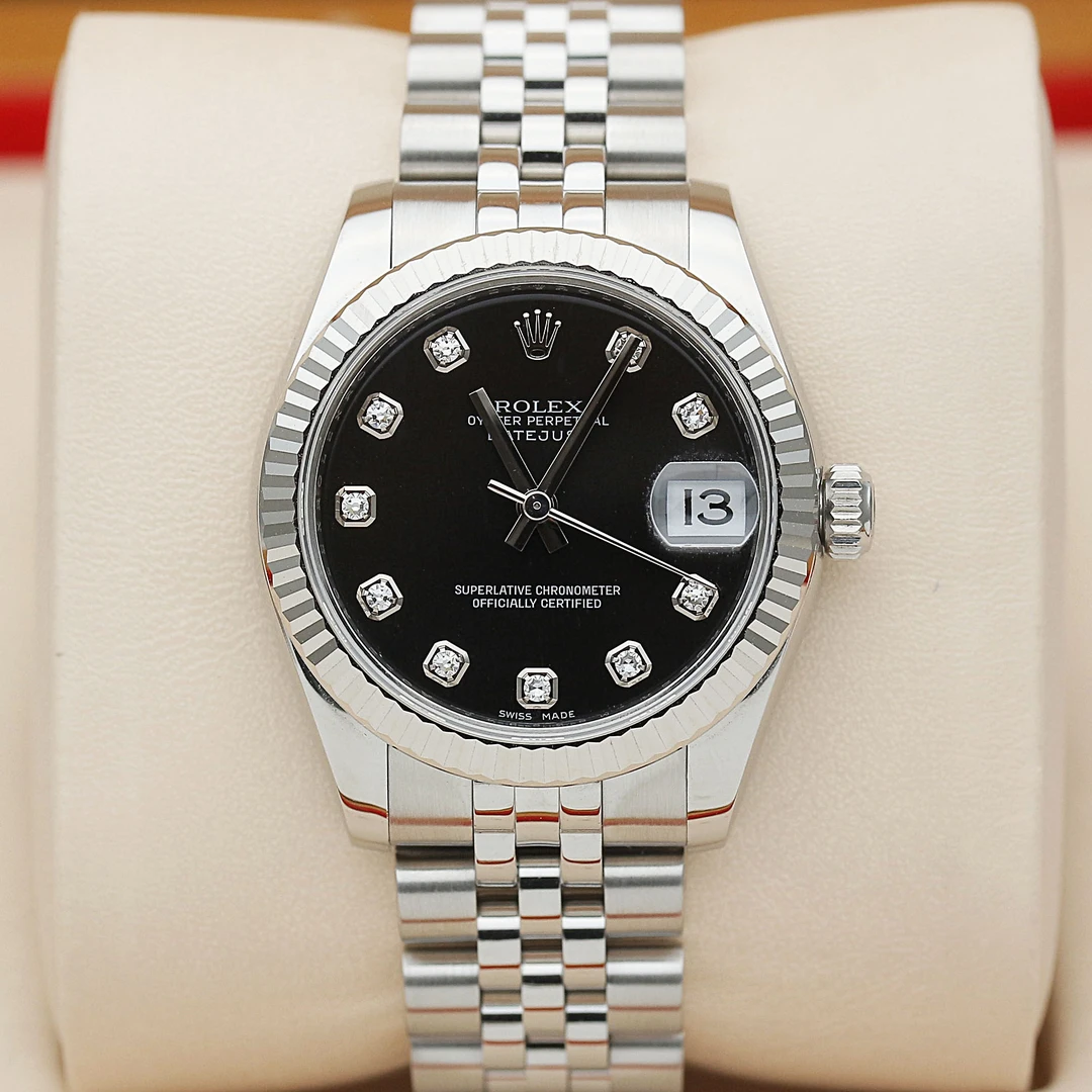 99新 Rolex/劳力士  日志178274黑钻间白金31mm原钻自动机械女表
