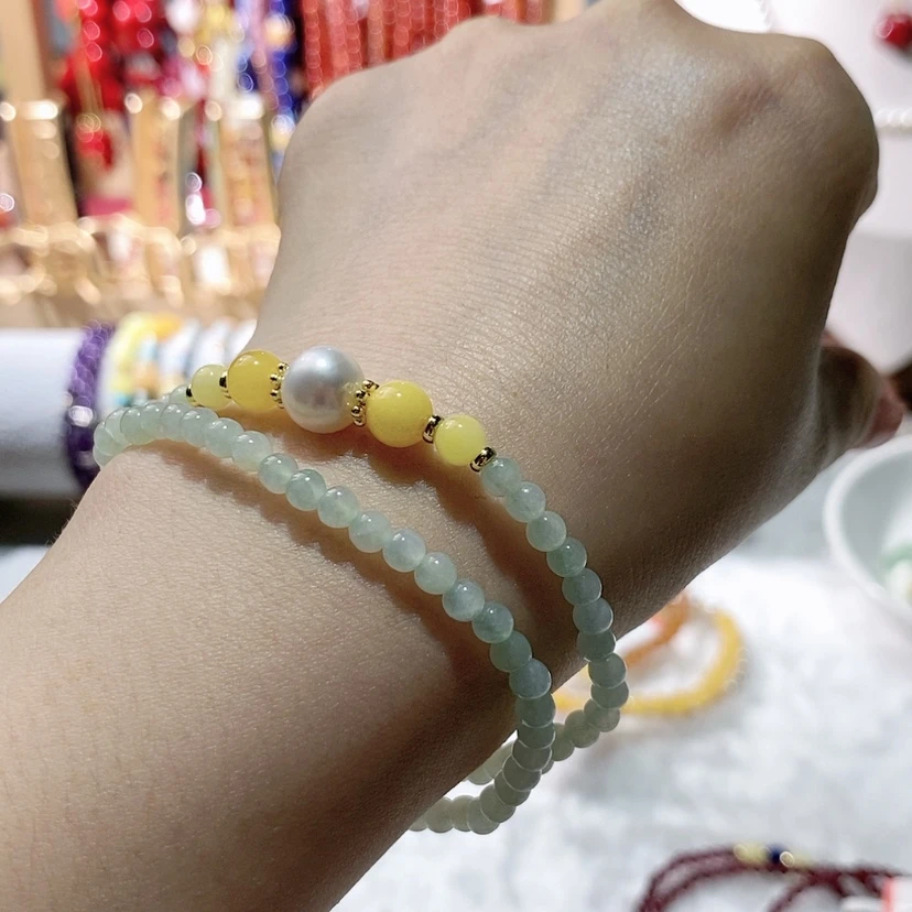 【闪购商品】未镶嵌手链翡翠双圈翡翠手串