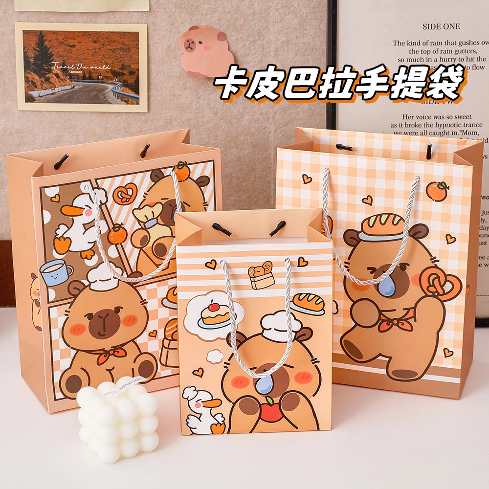 卡皮巴拉手提袋高品质购物袋卡通礼品包装袋可爱水豚礼物伴手礼袋