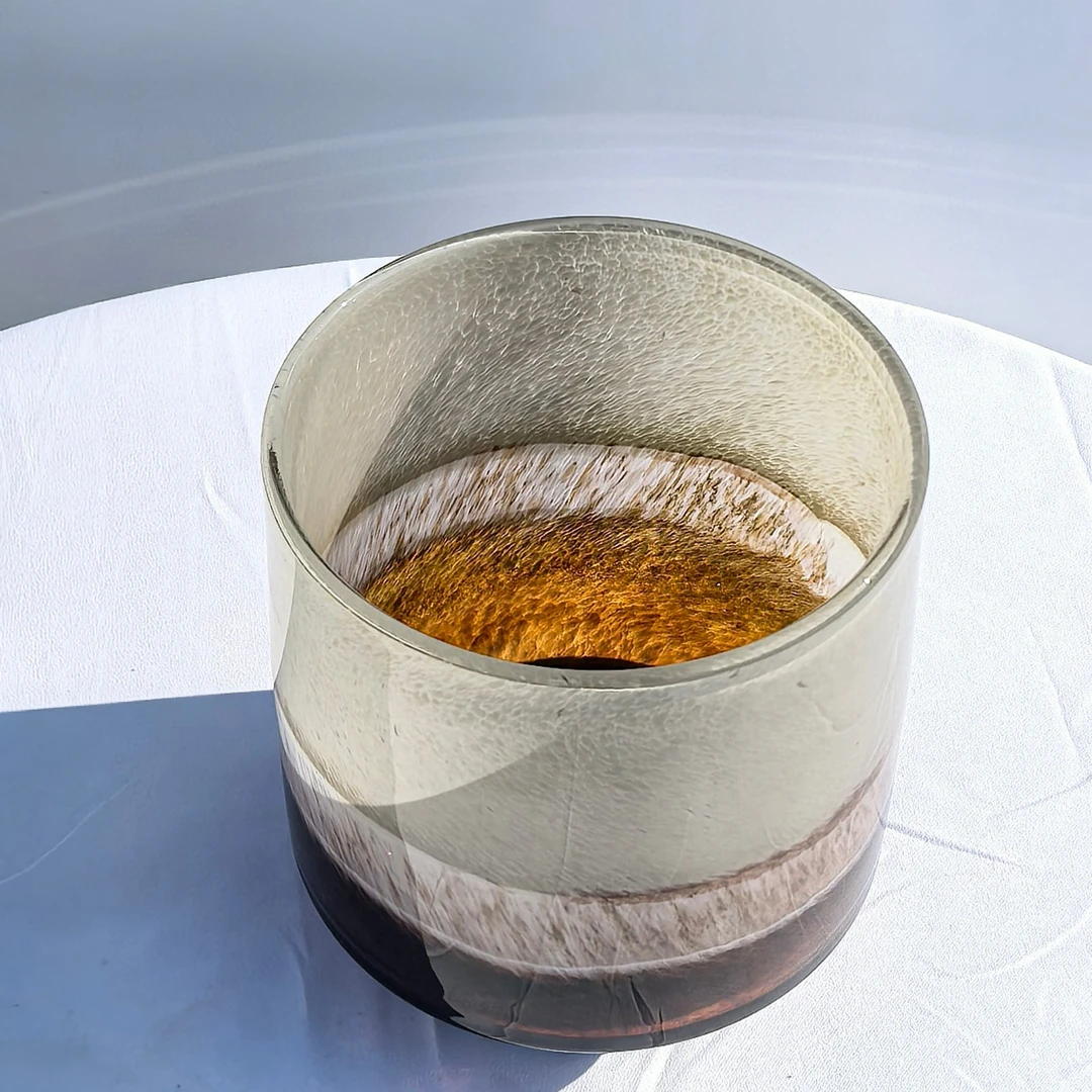 中古手工琉璃花瓶复古灰色系圆筒器型东方意境家居装饰设计样板间