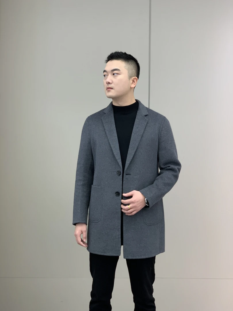 T&X/梯形男士中长款双面羊毛大衣百搭外套(没有内胆)