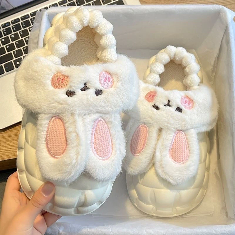 可拆卸替换芯可爱兔子拖鞋ins冬季防滑防水居家保暖家居棉鞋kv