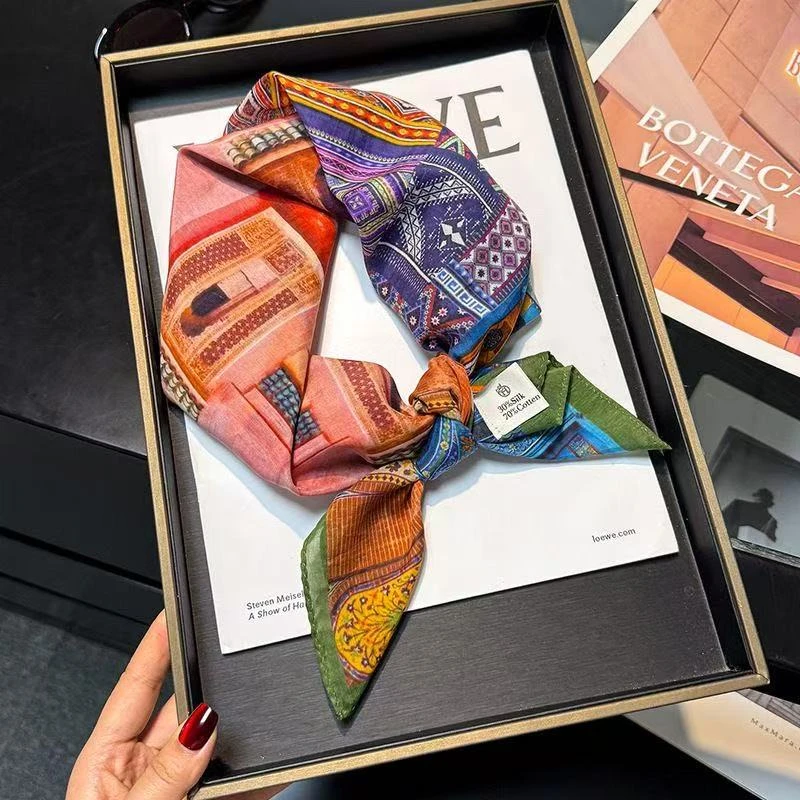 【90丝毛 合集链接】丝巾围巾高级披肩送礼复古国风双面