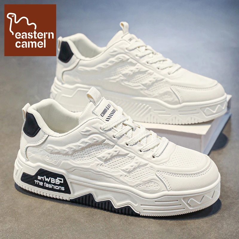 东方骆驼鞋子男士新款厚底增高耐脏防滑餐厅板鞋青少年运动休闲鞋