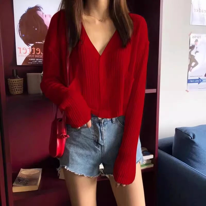 复古红色防晒针织开衫夏季新款薄款外套外搭短款空调上衣女夏季