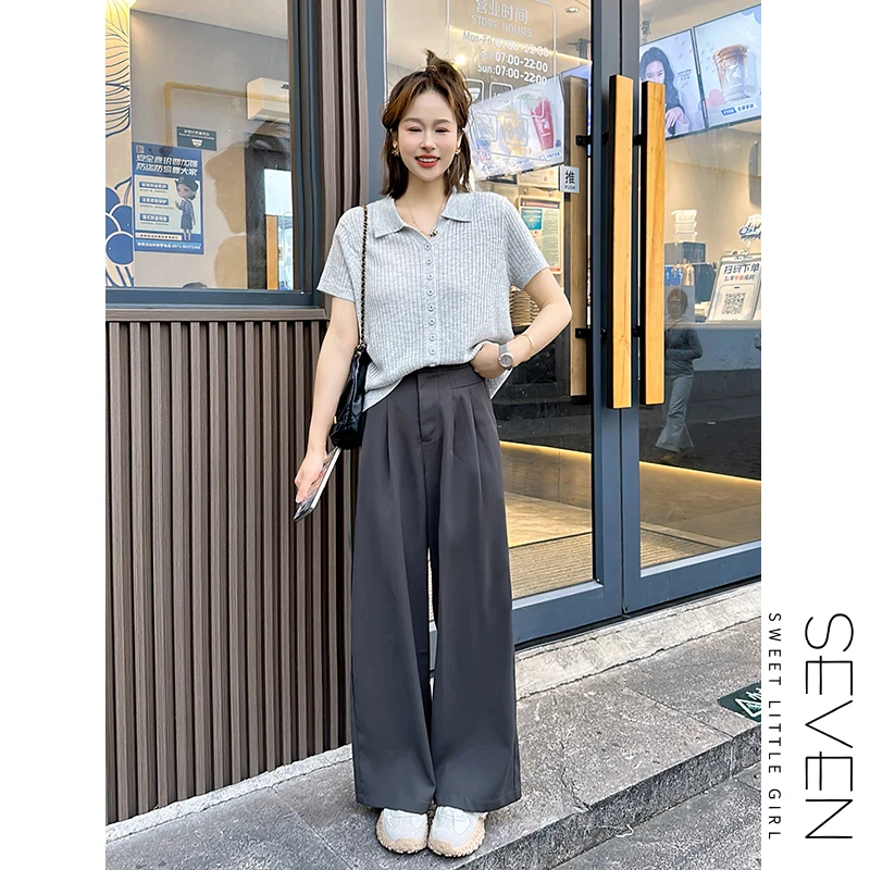 ⑧七七146小个子窄版垂感西装裤女夏季薄款阔腿休闲裤小美说