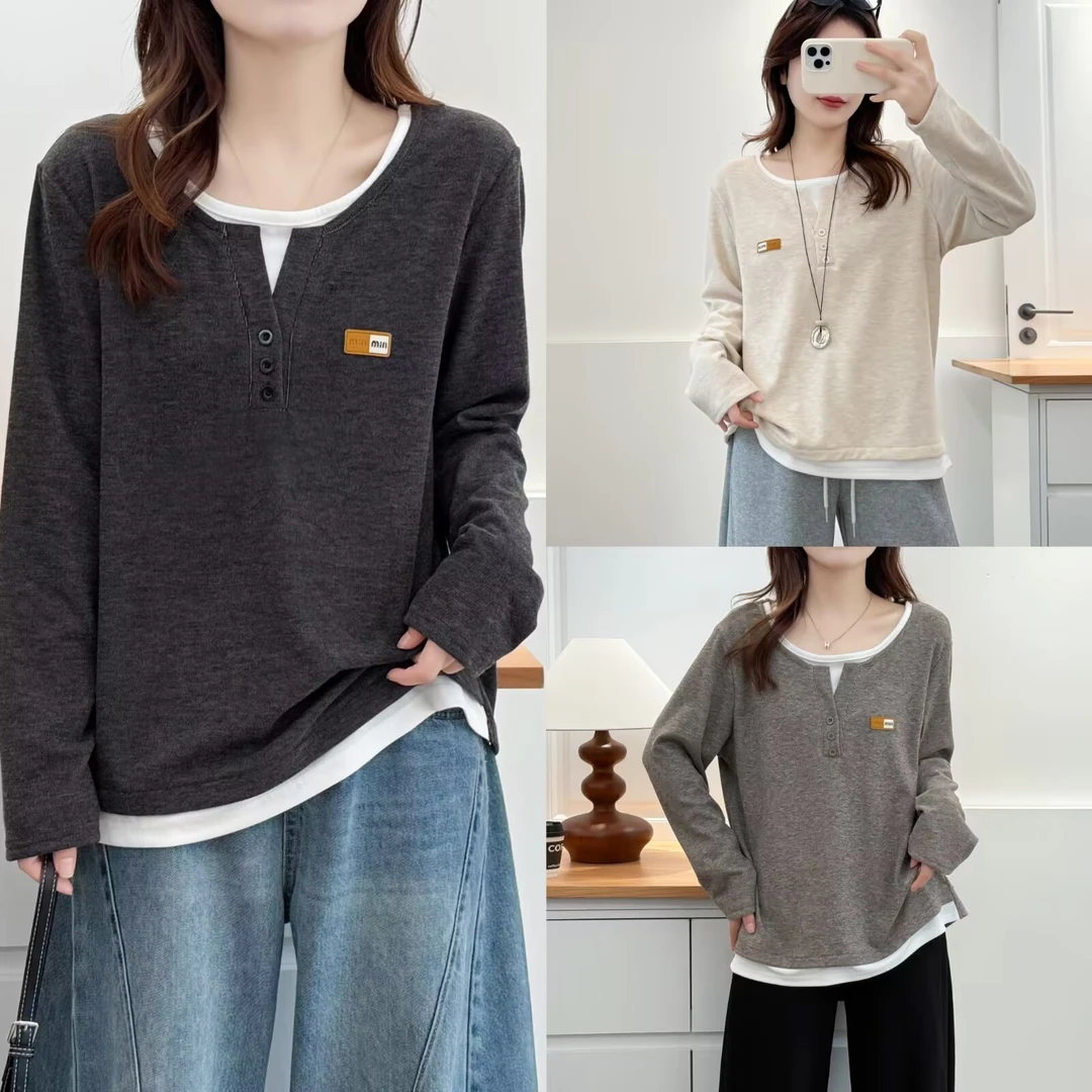加绒保暖微胖mm200斤大板型大码女装内搭打底衫T恤衫冬季新款上衣