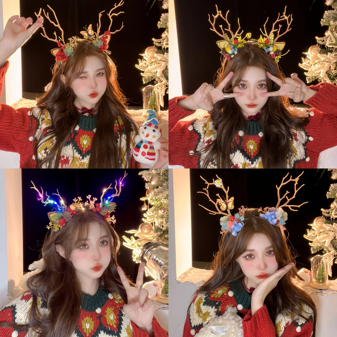 圣诞节森系小鹿角发箍发卡头饰装扮饰品2025圣诞礼物头箍发饰配件