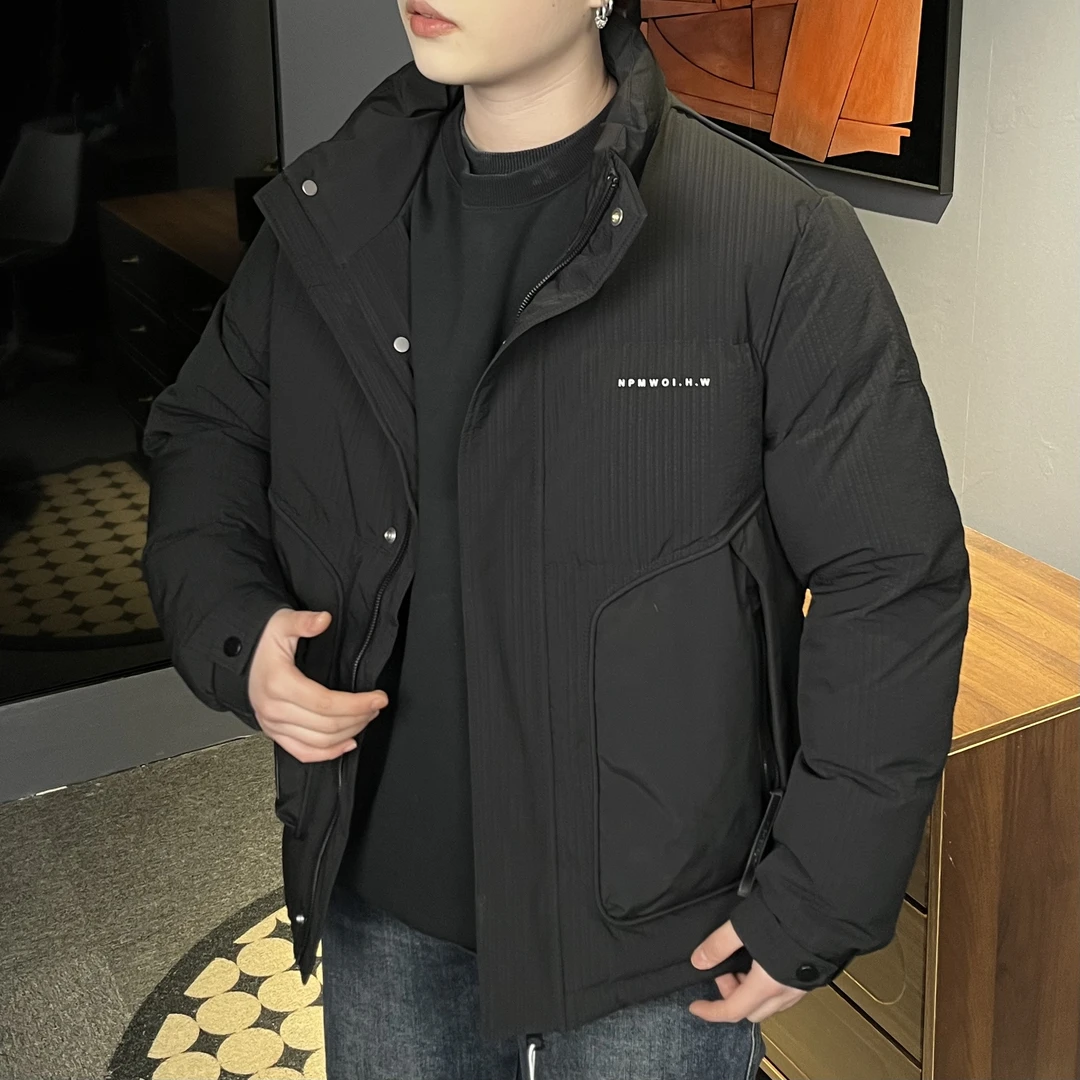 8605冬季新款加厚外套保暖防寒男装休闲防风轻薄连帽百搭上衣