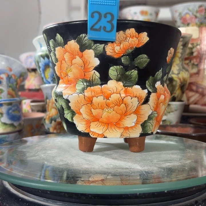 景德镇手绘花盆满38包邮偏远地区除外