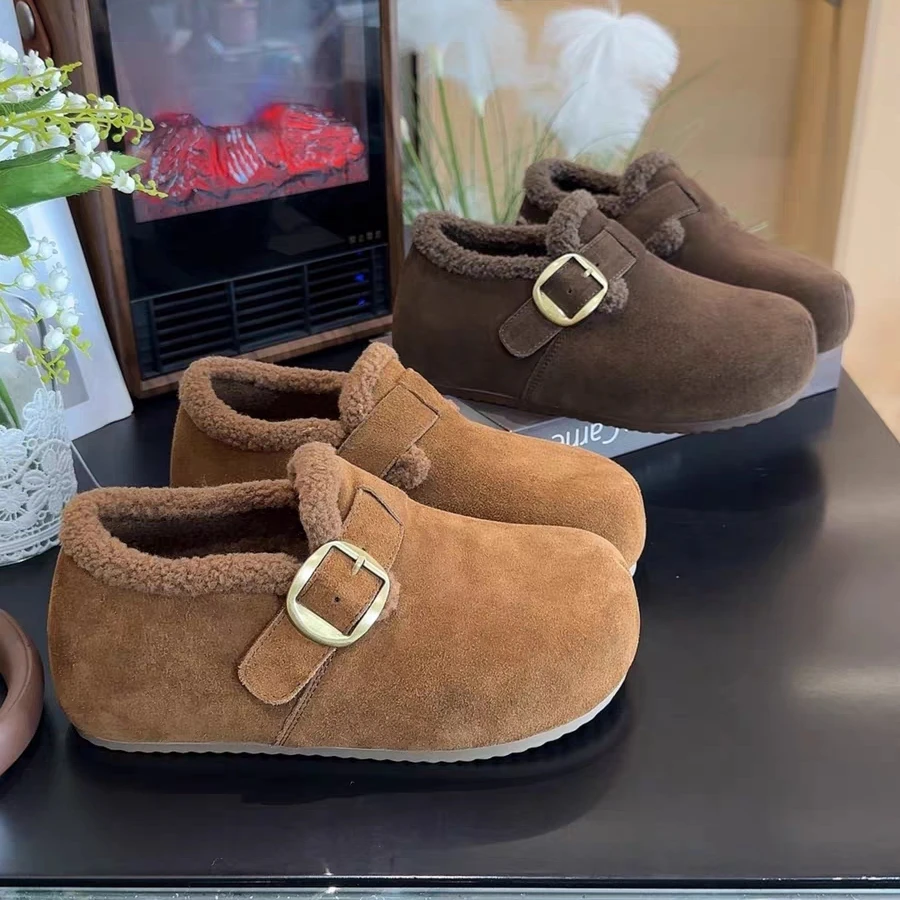 品牌【防水真皮勃肯】原创设计冬天保暖加绒内增高勃肯鞋女