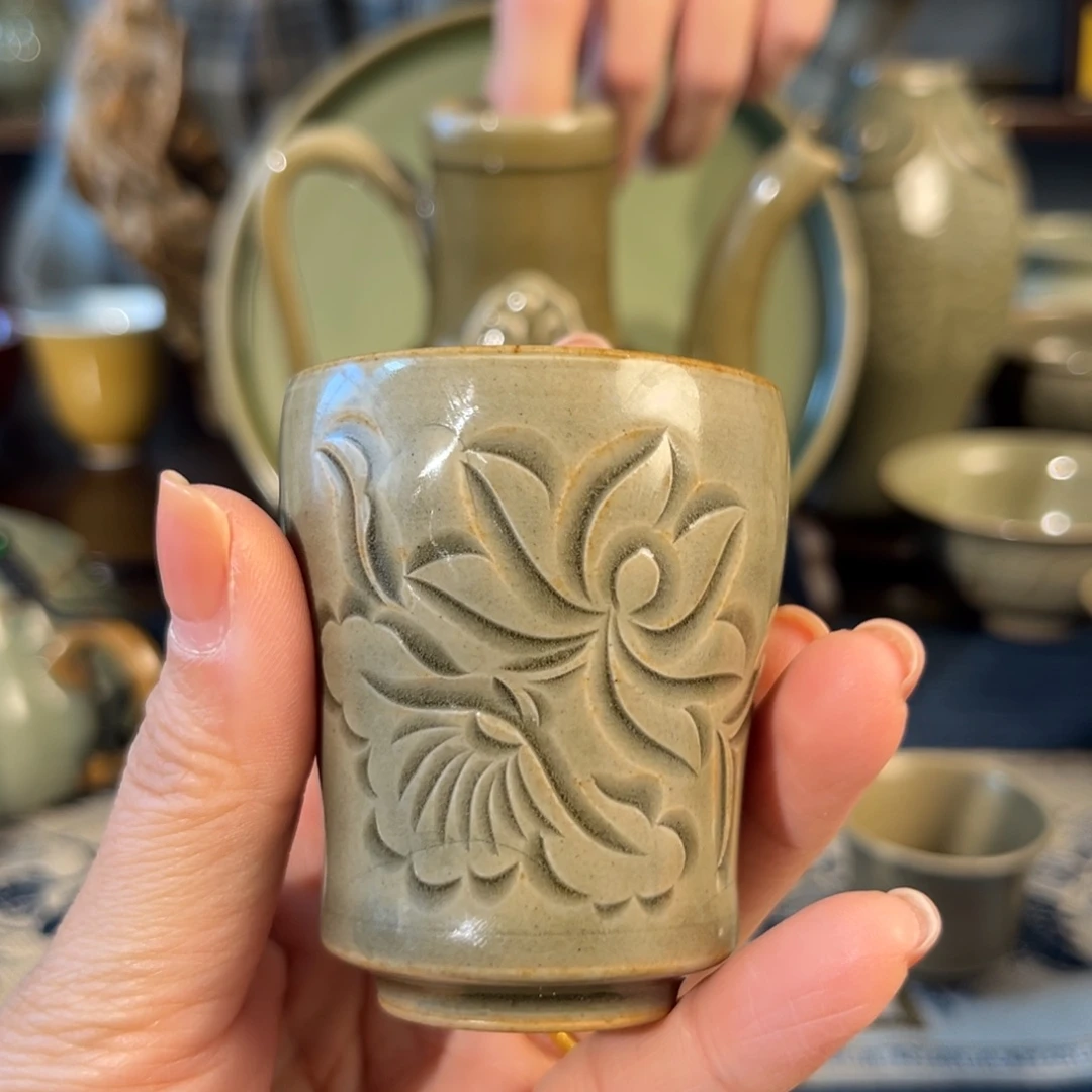 陶煤烧莲纹纯手工闻香杯