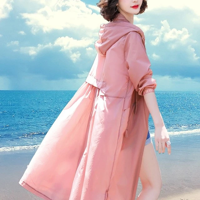 防紫外线透气防晒衣女款2023新款夏季中长款外搭开衫防晒服薄外套