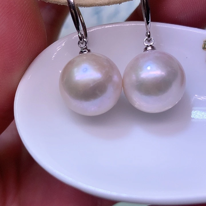 银S925镶嵌耳饰淡水珍珠