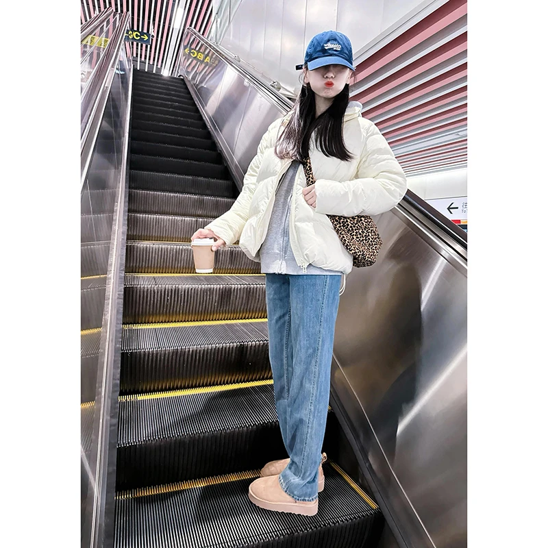 窄版加绒加厚直筒牛仔裤女秋冬2024新款薄绒高腰小个子烟管阔腿裤