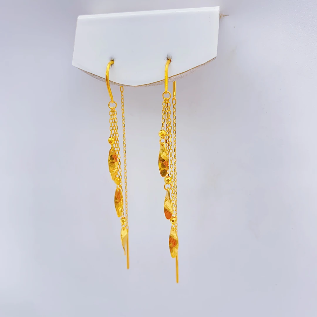 老庙黄金2 足金5G精工片片落叶u型耳钩线时尚气质百搭2.22克