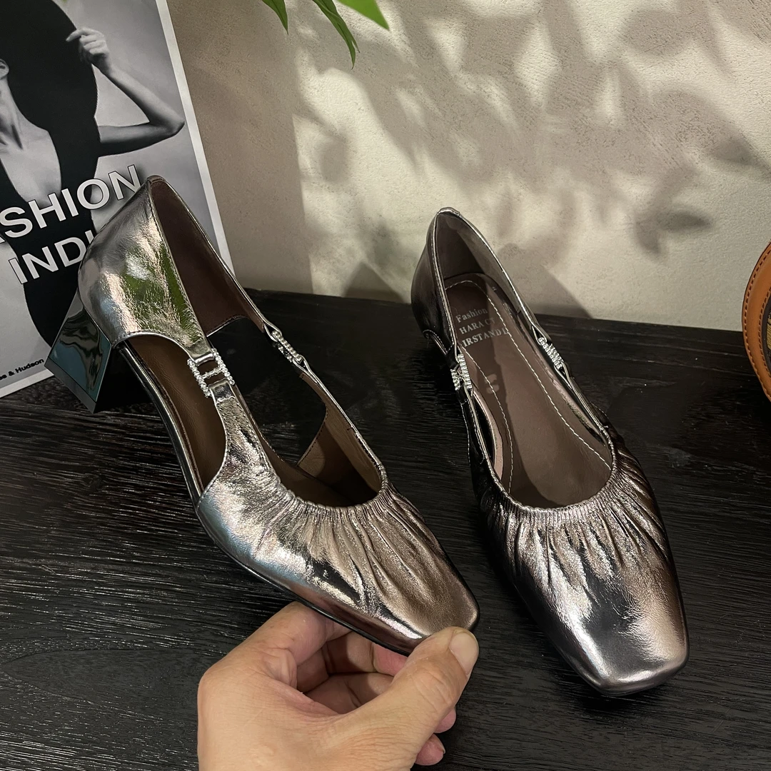 陈老板牛皮5公分/新款舒适经典百搭时尚浅口法式单鞋女10091