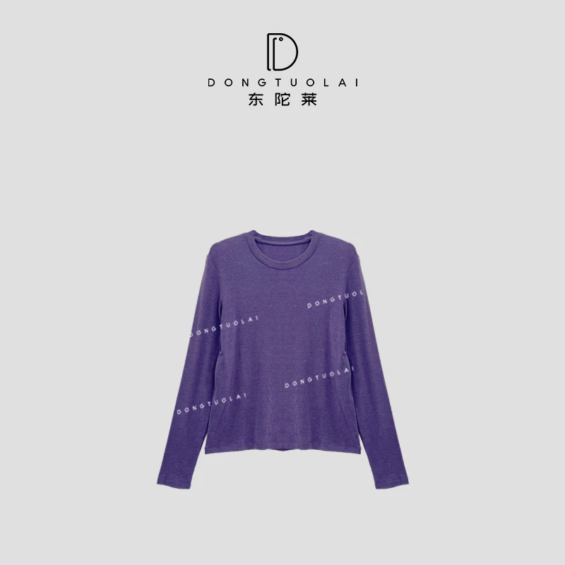 《紫葡萄》打底上衣长袖针织时尚百搭女士设计师圆领套头