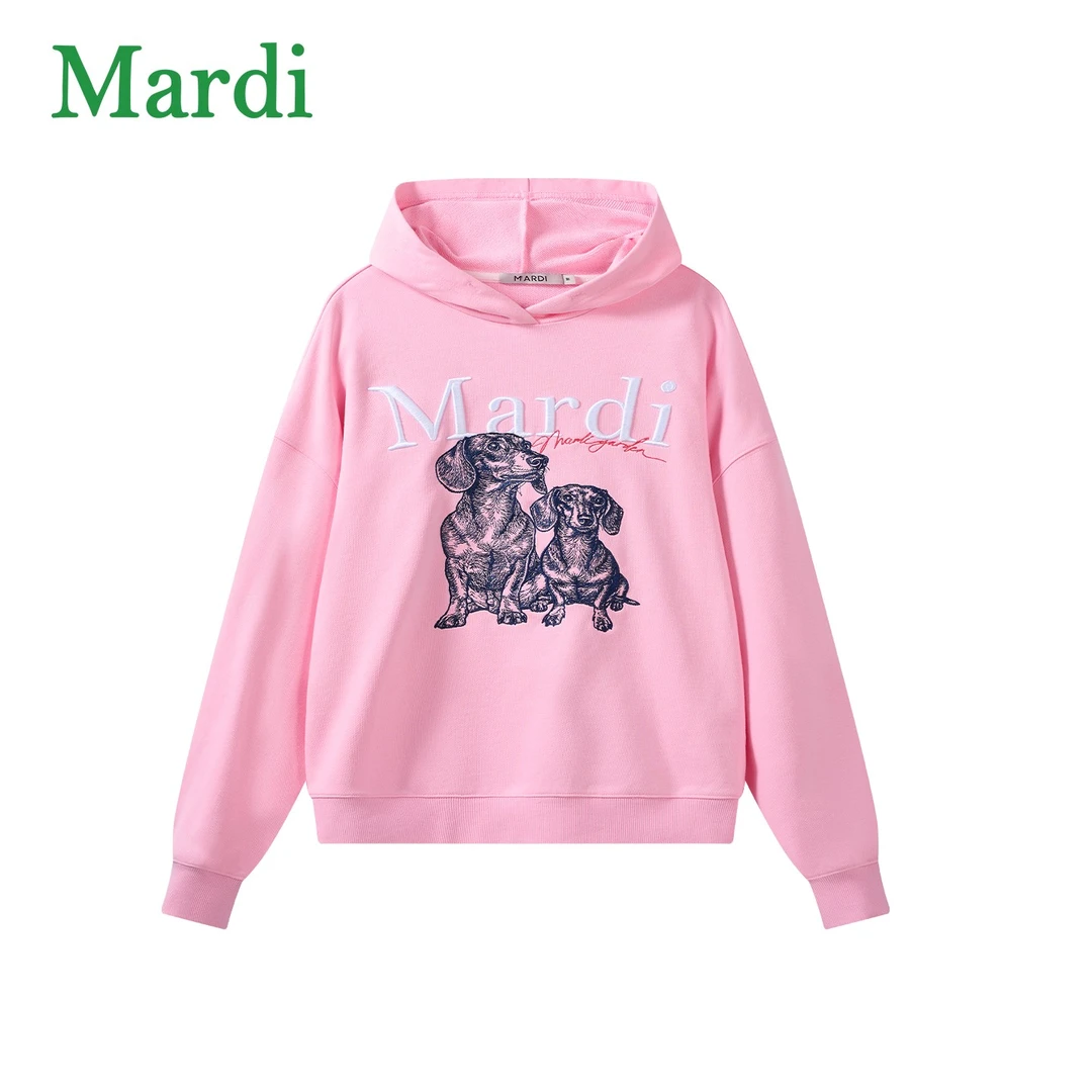 Mardi【时光手绘】腊肠狗秋冬ins风刺绣LOGO女士连帽卫衣MWY2612053