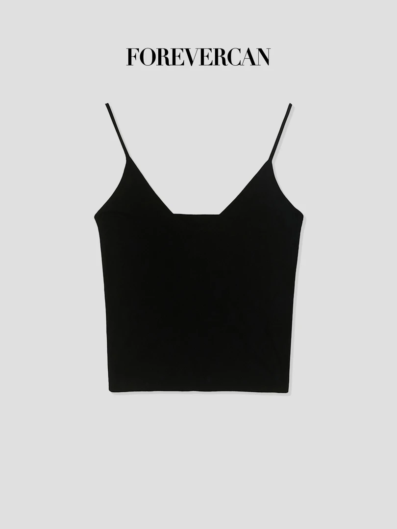 FOREVERCAN“闭眼入”高奢版本蚕丝天丝针织短款吊带背心ST21866