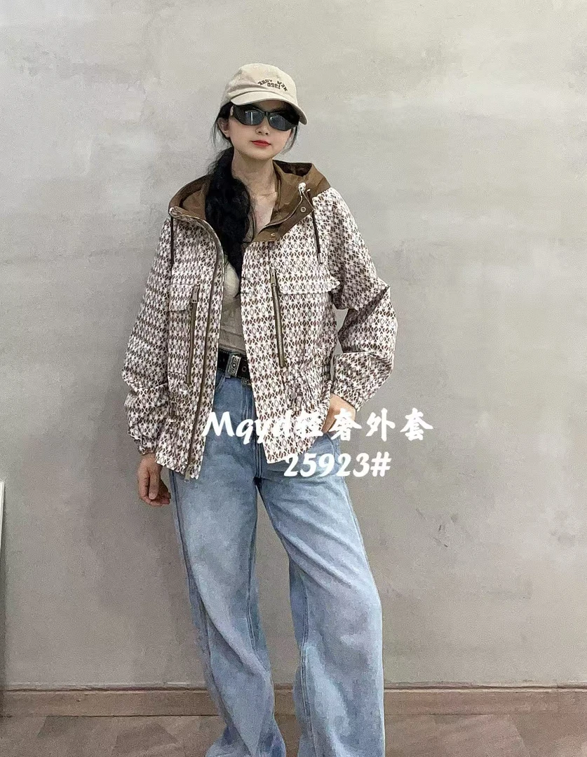 【03号】加棉女款爆款新款连帽女装冲锋衣印花收腰中老年25923