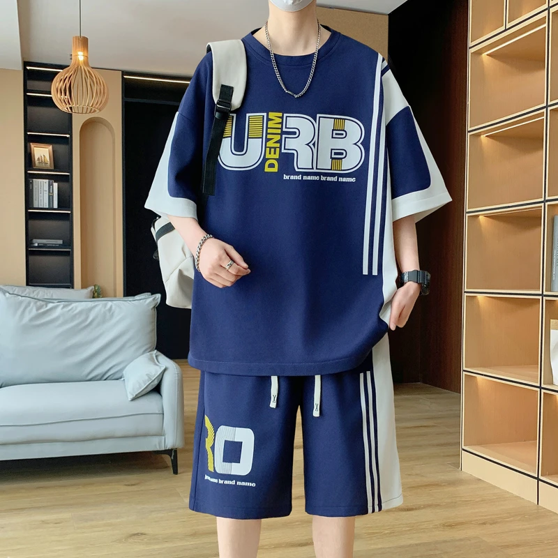 初中生短袖t恤男孩12-15岁青少年学生13帅气夏季宽松大童居家一套