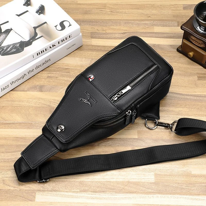 大容量新款牛皮胸包男士斜挎包斜肩包男款胸前包单肩包腰包男皮包