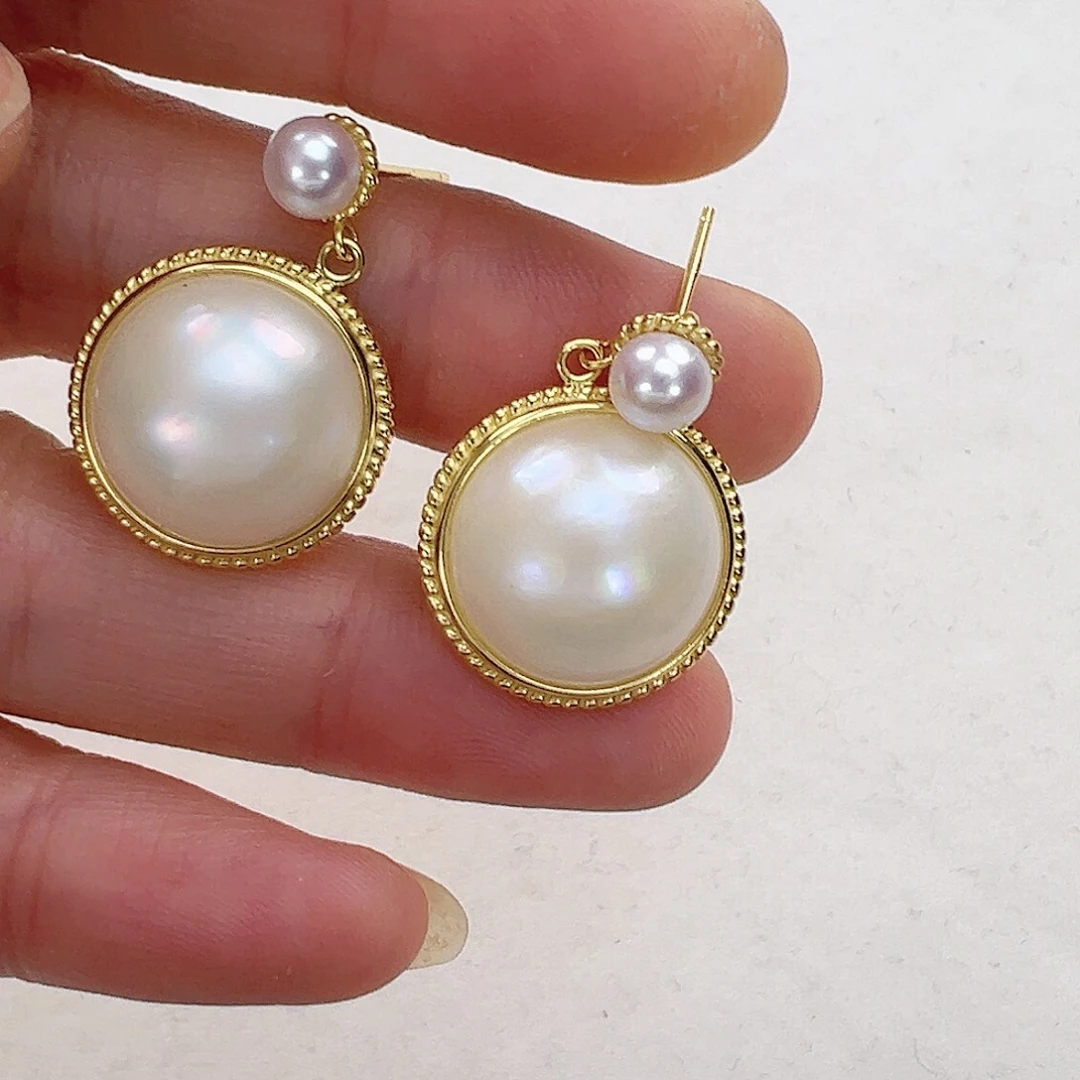 拼合珍珠（马贝珠）耳饰银S925镶嵌