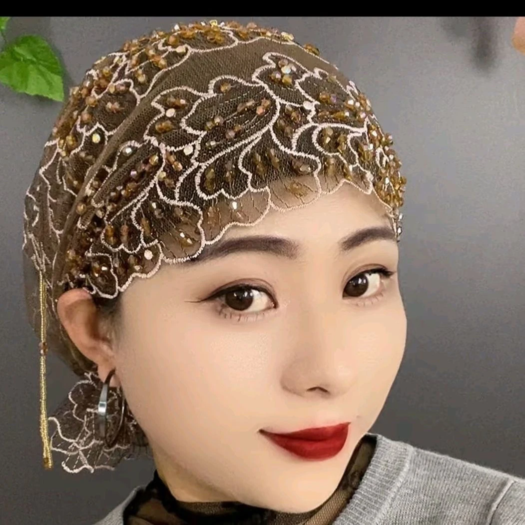 夏季包头帽民族风极简风无檐帽子蕾丝透气百变泳帽女士温泉