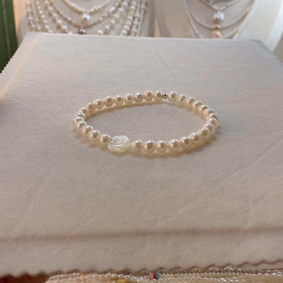 手绳银S925镶嵌淡水珍珠