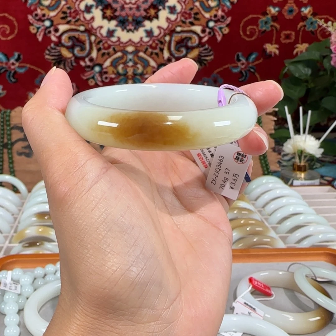 未镶嵌手镯和田玉新疆和田玉羊脂玉糖白57