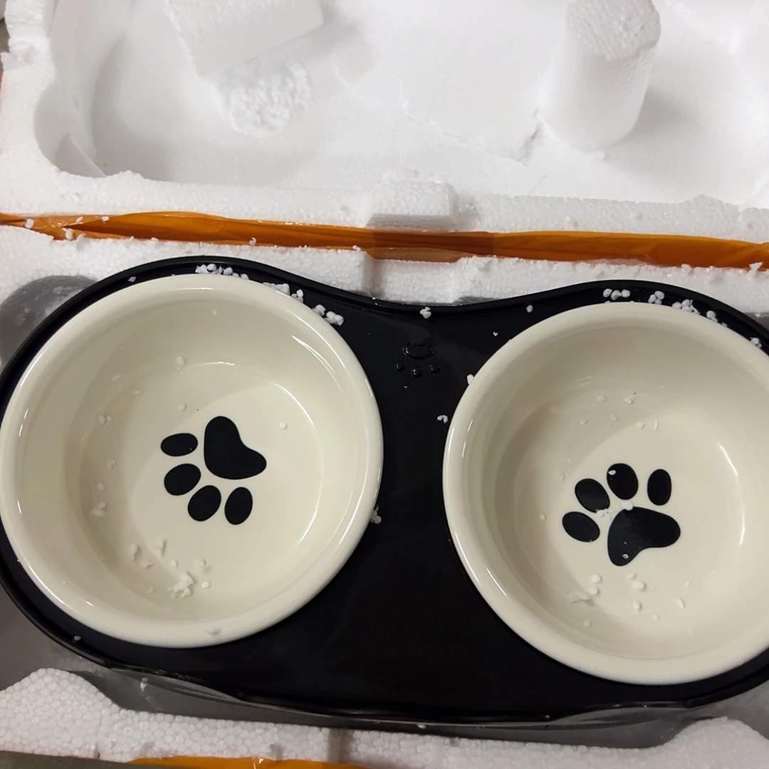 搪瓷H2宠物碗两个两个带塑料架子