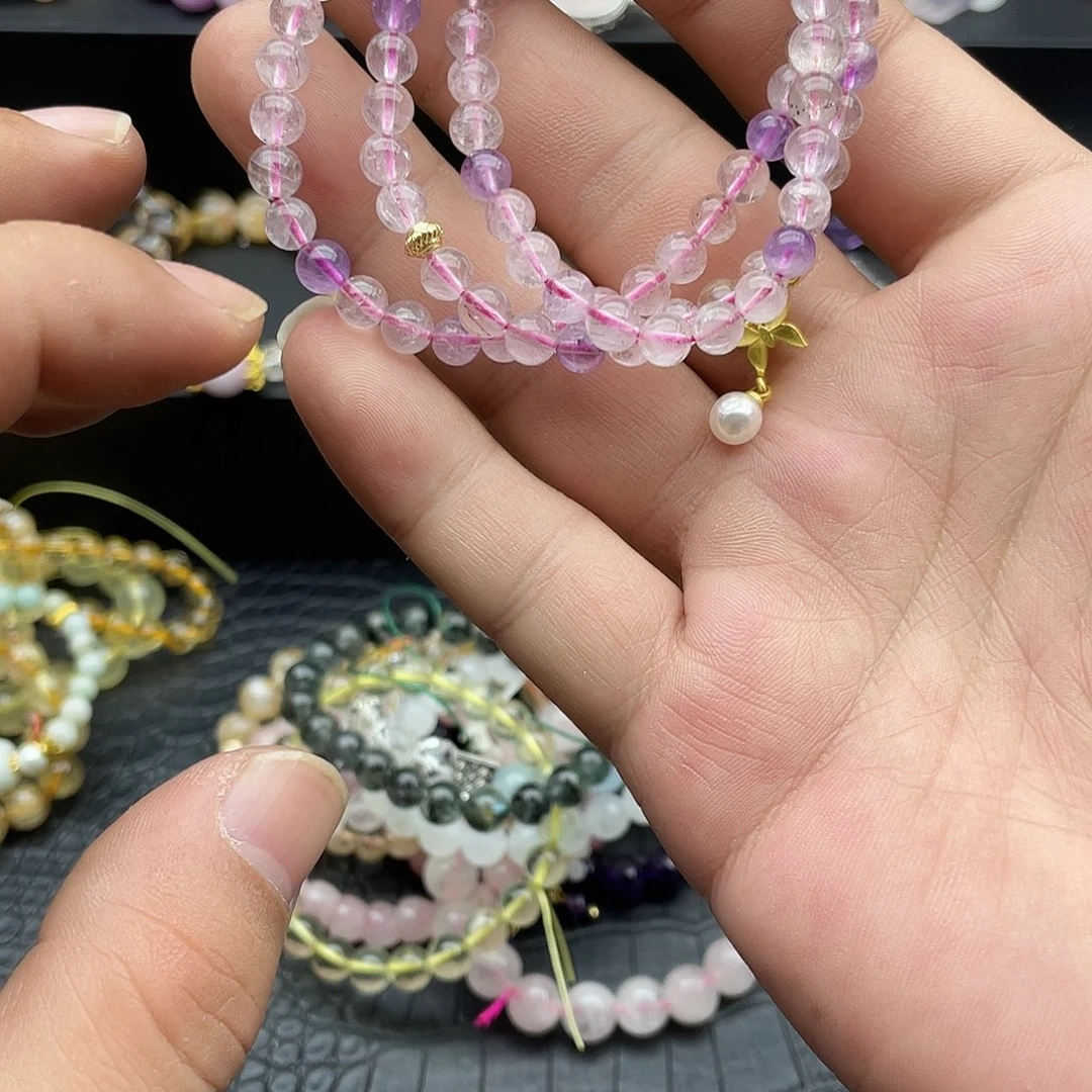 水晶手链未镶嵌紫超七素三圈