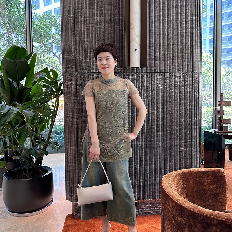 气质阔腿夏季时尚套装复古休闲网纱透气时髦百搭