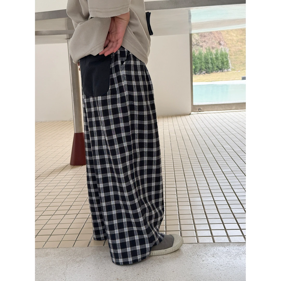 in 爱：my25夏季儿童慵懒格子休闲裤男童直筒宽松垂感防蚊裤3115