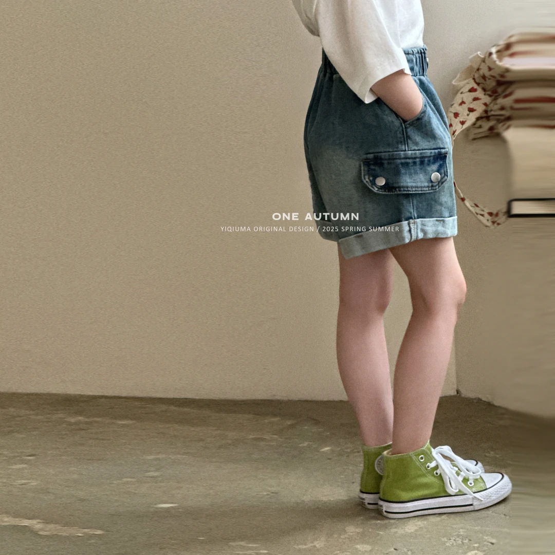 现货「壹秋.ONE AUTUMN」【夏日海风】翻边牛仔短裤女童夏【CP6562】