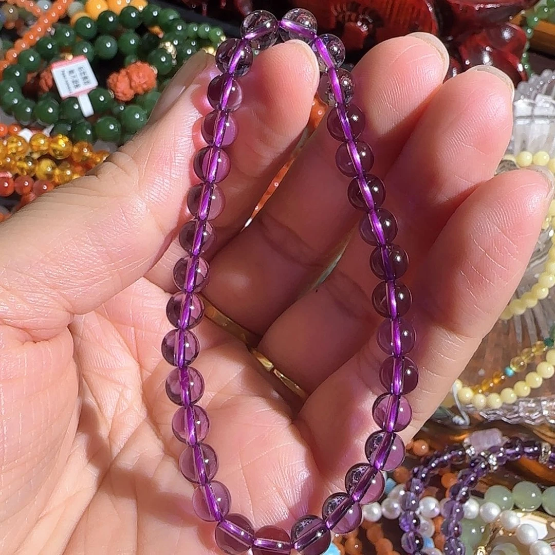 紫晶手串未镶嵌6mm紫水晶净体