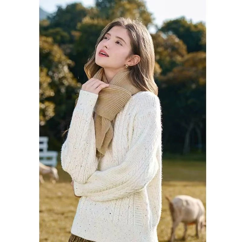 圆领宽松软糯慵懒风时尚百搭针织上衣保暖毛衣秋冬针织衫冬季加厚