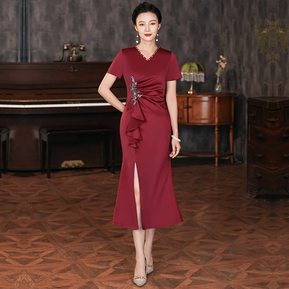 春夏改良中国风礼服修身显瘦喜婆婆中式优雅年轻妈妈装婚宴礼服
