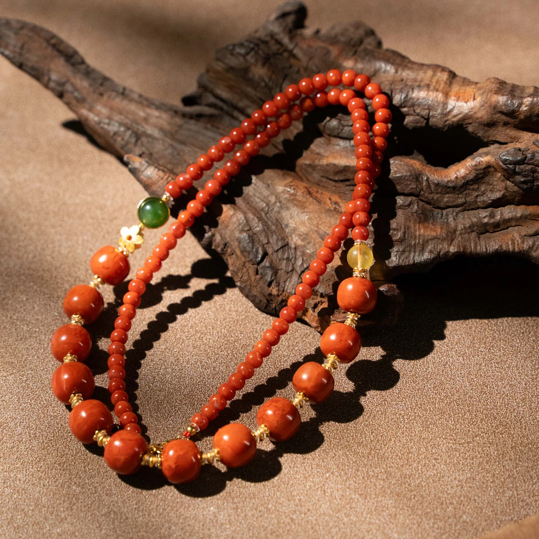 11*4银南红DIY老型项链/990370999