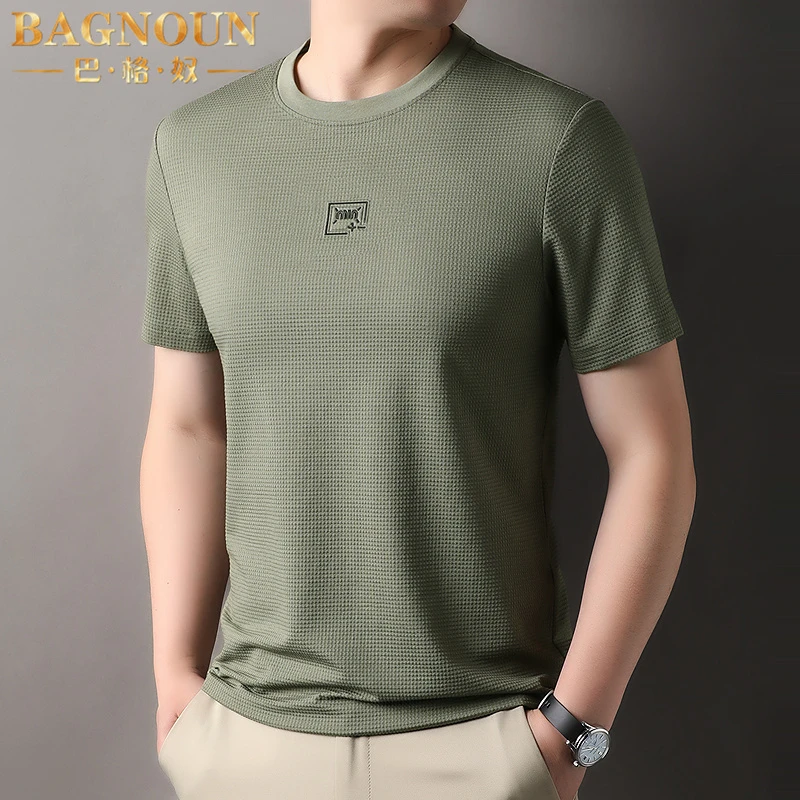 巴格奴短袖T恤男士夏季新款时尚圆领款宽松百搭休闲高端d打底上衣