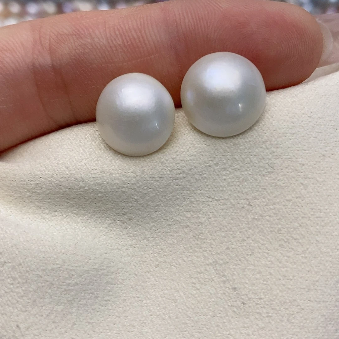 【闪购商品】耳饰银S925镶嵌拼合珍珠(马贝珠)12-13mm
