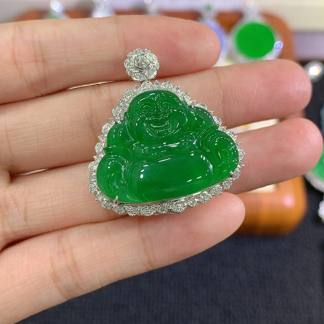 【闪购商品】吊坠(不含链)18K金镶嵌翡翠佛公