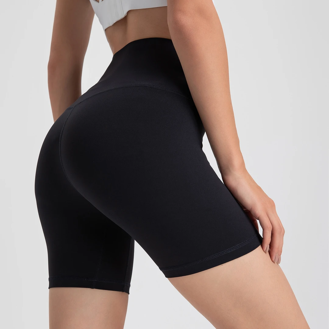 紧身裸感骑行短裤运动高腰提臀健身户外三分裤1237