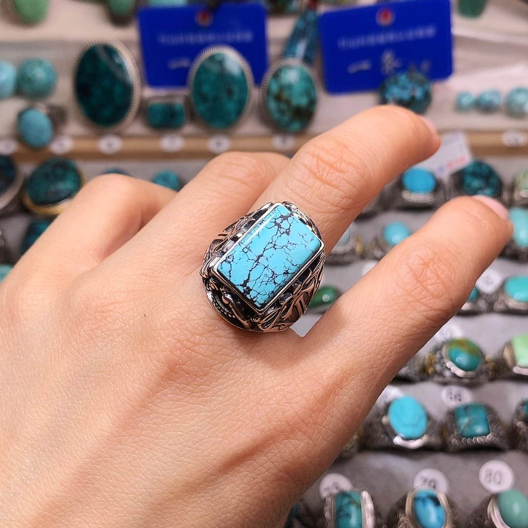 绿松石挂件银S925镶嵌