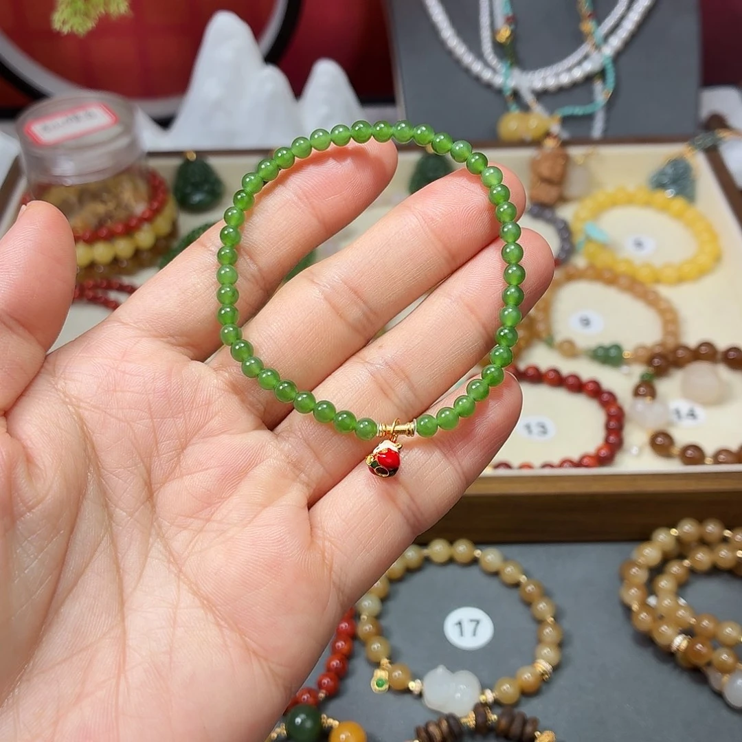 和田玉未镶嵌手串0.4碧玉，