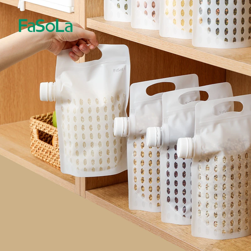 FaSoLa五谷杂粮收纳密封袋杂粮收纳袋子手提吸嘴袋家用大米分装袋