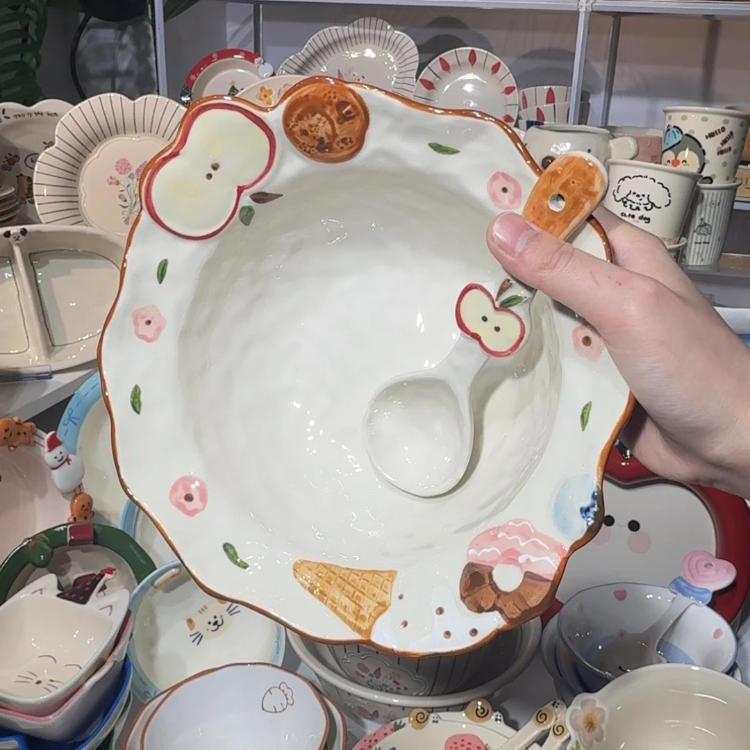 陶瓷海派甜心深碗加勺子2件套